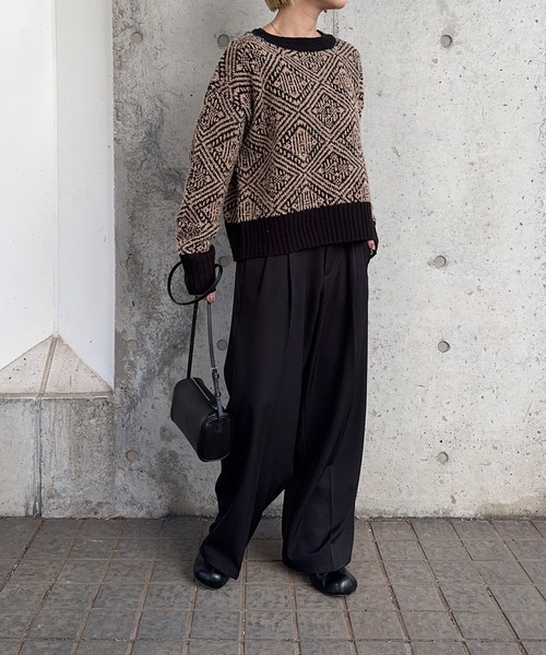 meilmada（メイルマダ）の「ジャガードニットプルオーバー（ニット/セーター・レディース・ブラック/ブラック系/チャコールグレー・FREE）」の14枚目の写真