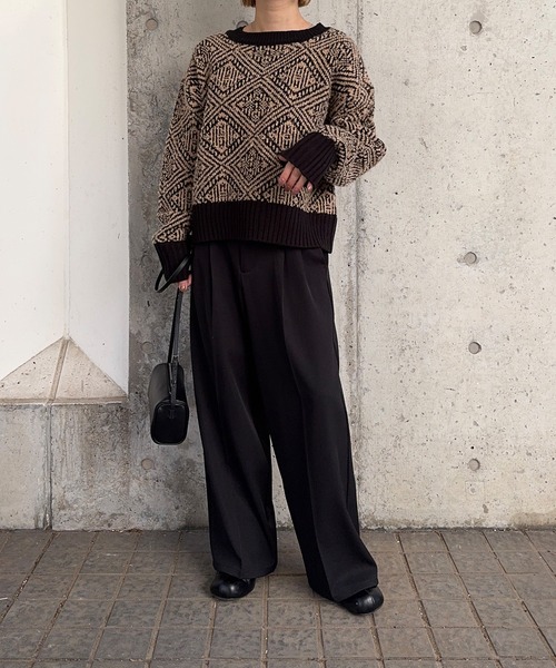 meilmada（メイルマダ）の「ジャガードニットプルオーバー（ニット/セーター・レディース・ブラック/ブラック系/チャコールグレー・FREE）」の13枚目の写真