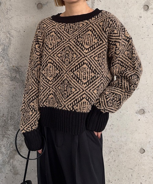 meilmada（メイルマダ）の「ジャガードニットプルオーバー（ニット/セーター・レディース・ブラック/ブラック系/チャコールグレー・FREE）」の10枚目の写真