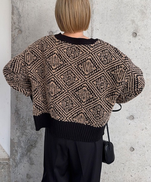 meilmada（メイルマダ）の「ジャガードニットプルオーバー（ニット/セーター・レディース・ブラック/ブラック系/チャコールグレー・FREE）」の12枚目の写真