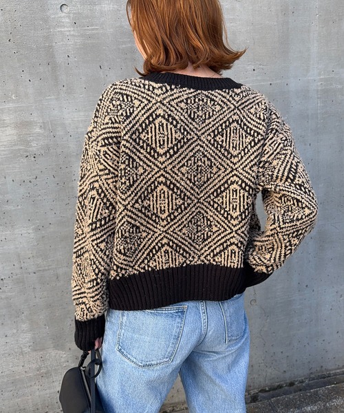 meilmada（メイルマダ）の「ジャガードニットプルオーバー（ニット/セーター・レディース・ブラック/ブラック系/チャコールグレー・FREE）」の6枚目の写真