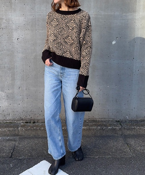 meilmada（メイルマダ）の「ジャガードニットプルオーバー（ニット/セーター・レディース・ブラック/ブラック系/チャコールグレー・FREE）」の7枚目の写真