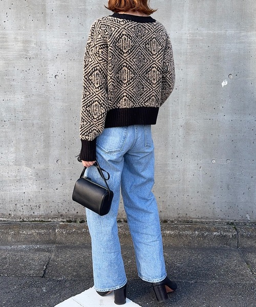 meilmada（メイルマダ）の「ジャガードニットプルオーバー（ニット/セーター・レディース・ブラック/ブラック系/チャコールグレー・FREE）」の8枚目の写真