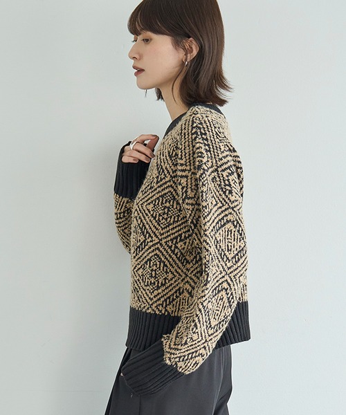 meilmada（メイルマダ）の「ジャガードニットプルオーバー（ニット/セーター・レディース・ブラック/ブラック系/チャコールグレー・FREE）」の17枚目の写真