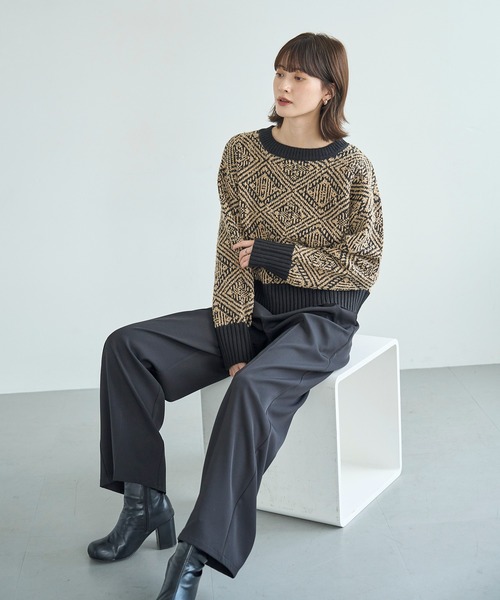 ジャガードニットプルオーバー（ニット/セーター）｜meilmada