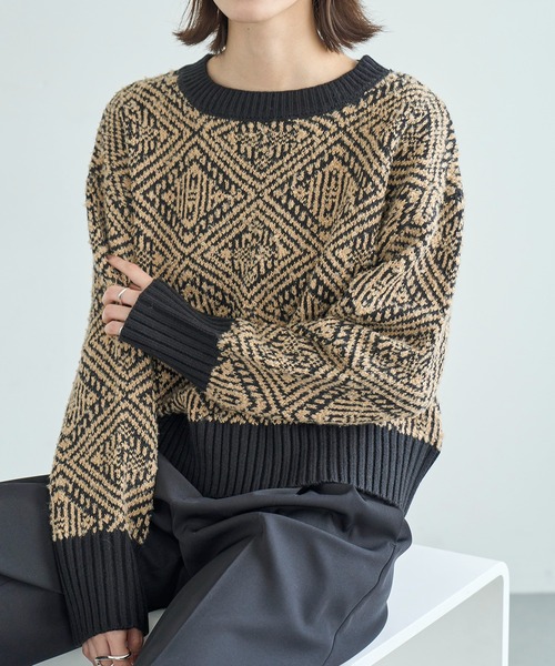 meilmada（メイルマダ）の「ジャガードニットプルオーバー（ニット/セーター・レディース・ブラック/ブラック系/チャコールグレー・FREE）」の22枚目の写真