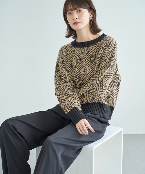 ジャガードニットプルオーバー（ニット/セーター）｜meilmada