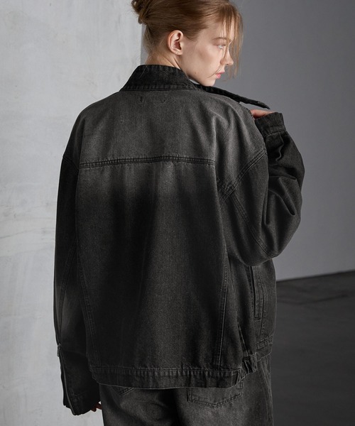 SERACE(セラス)の「【SERACE】Vintage design stand neck denim blouson / ヴィンテージデザインスタンドネックデニムブルゾン(デニムジャケット・メンズ・インディゴブルー/ブラック・S/M/L)」の5枚目の写真