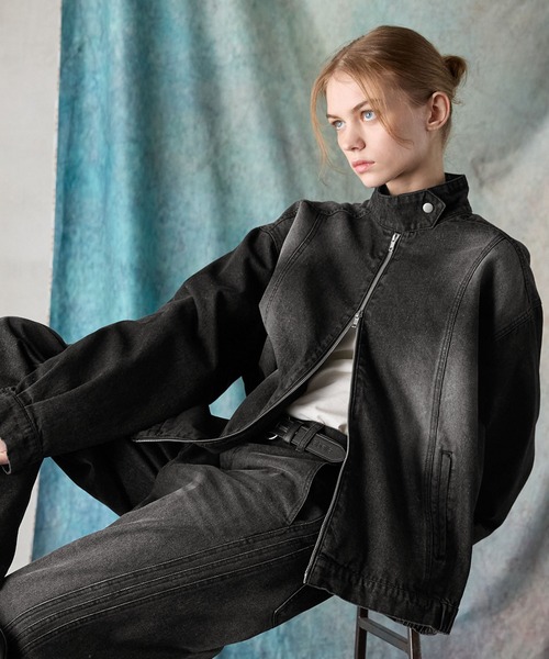 SERACE(セラス)の「【SERACE】Vintage design stand neck denim blouson / ヴィンテージデザインスタンドネックデニムブルゾン(デニムジャケット・メンズ・インディゴブルー/ブラック・S/M/L)」の12枚目の写真