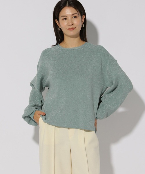 Elura（エルーラ）の「ハイゲージラメリブニット/286177（ニット/セーター・レディース・ライトグレー/グリーン系その他/ベージュ・FREE）」の3枚目の写真