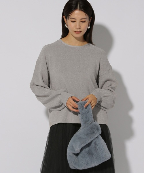 Elura（エルーラ）の「ハイゲージラメリブニット/286177（ニット/セーター・レディース・ライトグレー/グリーン系その他/ベージュ・FREE）」の2枚目の写真