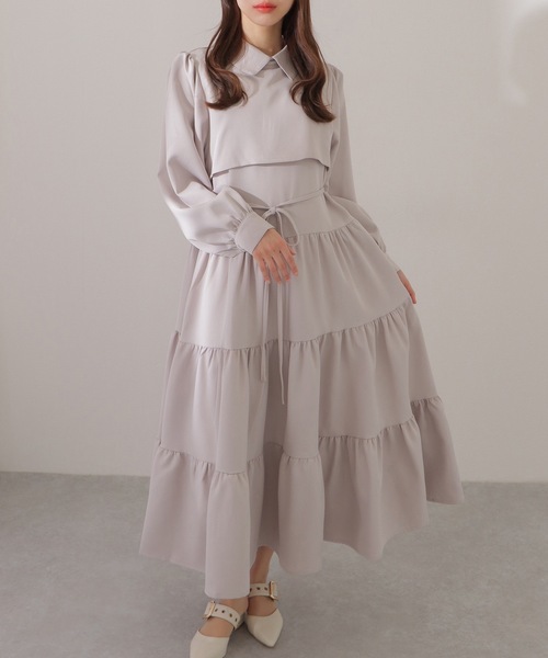 Lace Ladies(レースレディース)の「セットアップ風 Aライン ティアード ロング ワンピース(ワンピース・レディース・グレー/ピンク系/ブラック・FREE/S)」の2枚目の写真