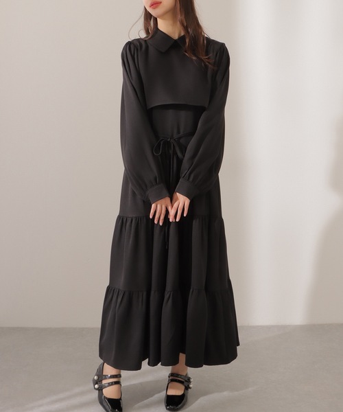 Lace Ladies(レースレディース)の「セットアップ風 Aライン ティアード ロング ワンピース(ワンピース・レディース・グレー/ピンク系/ブラック・FREE/S)」の1枚目の写真
