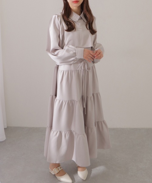 Lace Ladies(レースレディース)の「セットアップ風 Aライン ティアード ロング ワンピース(ワンピース・レディース・グレー/ピンク系/ブラック・FREE/S)」の19枚目の写真