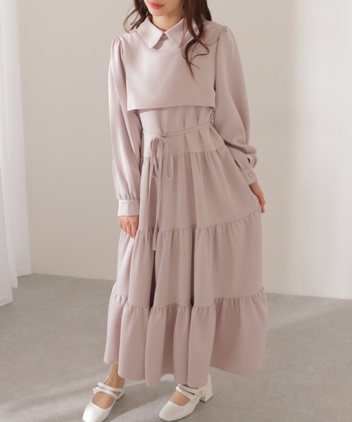 Lace Ladies(レースレディース)の「セットアップ風 Aライン ティアード ロング ワンピース(ワンピース・レディース・グレー/ピンク系/ブラック・FREE/S)」の15枚目の写真