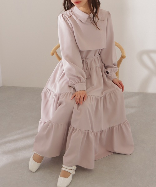Lace Ladies(レースレディース)の「セットアップ風 Aライン ティアード ロング ワンピース(ワンピース・レディース・グレー/ピンク系/ブラック・FREE/S)」の5枚目の写真