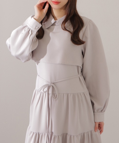 Lace Ladies(レースレディース)の「セットアップ風 Aライン ティアード ロング ワンピース(ワンピース・レディース・グレー/ピンク系/ブラック・FREE/S)」の20枚目の写真