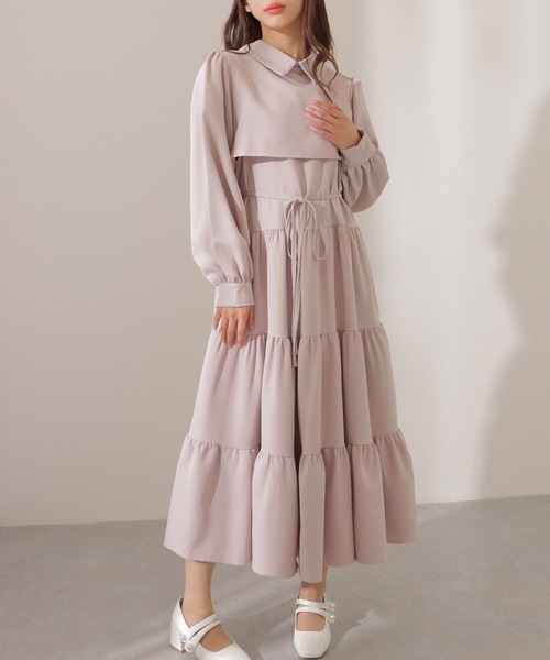 Lace Ladies(レースレディース)の「セットアップ風 Aライン ティアード ロング ワンピース(ワンピース・レディース・グレー/ピンク系/ブラック・FREE/S)」の4枚目の写真