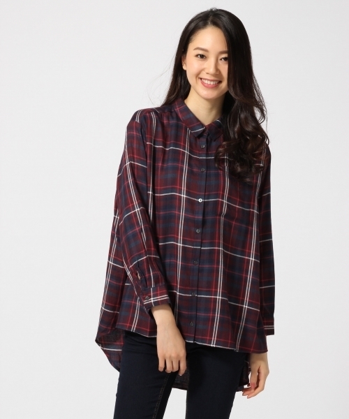 GLOBAL WORK（グローバルワーク）の「レーヨンロングシャツ長袖/568292（シャツ/ブラウス・レディース・ホワイト系その他/ホワイト/ネイビー/オフホワイト/グレー/その他/ダークブルー/イエロー/ワインレッド/その他1・MEDIUM/LARGE/SMALL）」の8枚目の写真