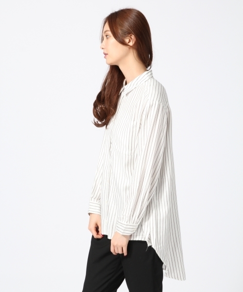 GLOBAL WORK（グローバルワーク）の「レーヨンロングシャツ長袖/568292（シャツ/ブラウス・レディース・ホワイト系その他/ホワイト/ネイビー/オフホワイト/グレー/その他/ダークブルー/イエロー/ワインレッド/その他1・MEDIUM/LARGE/SMALL）」の13枚目の写真