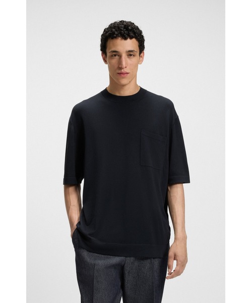 BOSS Tシャツ リラックスフィット 50538923-001_BLACK BOSS - Cotton-jersey slim-fit T-shirt with logo print - Black