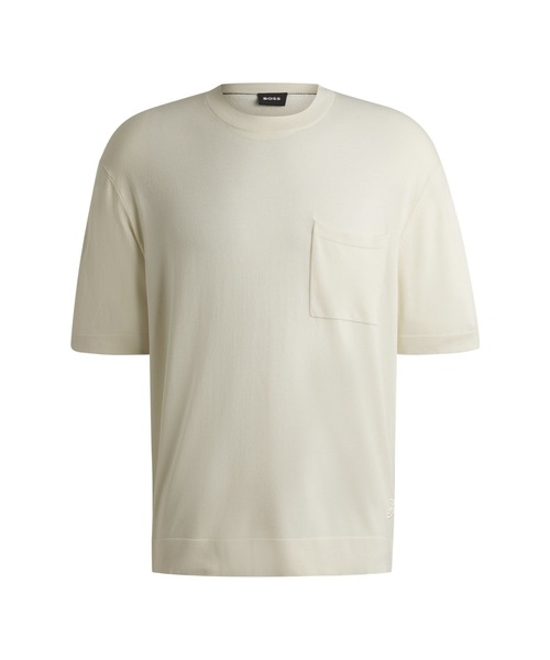 【関税込み】Hugo オフホワイト リラックスフィット Tシャツ リラックスフィットTシャツ クールタッチファブリック シルク