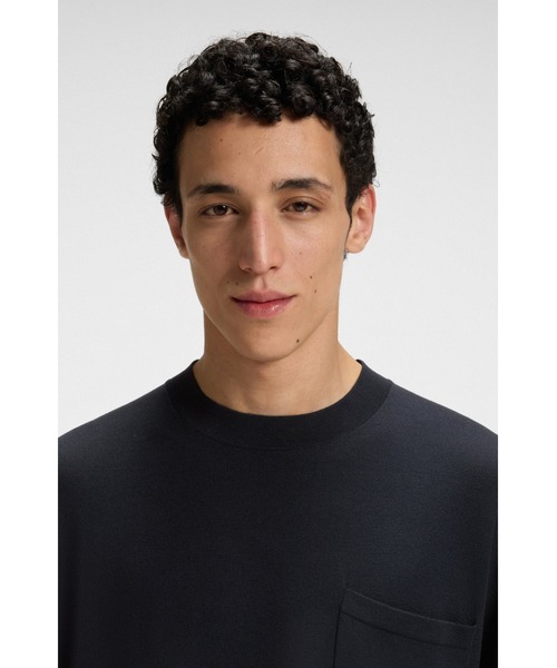【関税込み】BOSS ブラック リラックスフィット Tシャツ リラックスフィットTシャツ クールタッチファブリック シルク