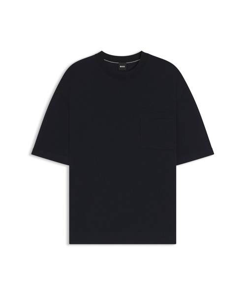 【関税込み】Hugo ブラック リラックスフィット Tシャツ BOSS - リラックスフィットTシャツ ストレッチコットン ロゴ