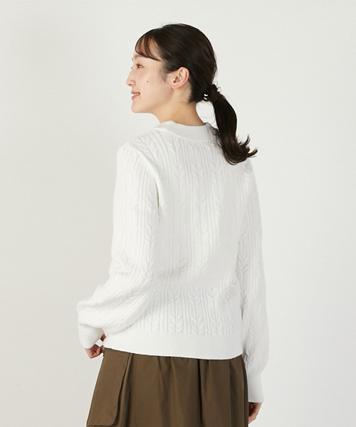 MELROSE claire（メルローズ クレール）の「【ケーブル編みクルーネックプルオーバー】（ニット/セーター・レディース・グレイッシュベージュ/オフホワイト/イエロー/ラベンダー・FREE）」の15枚目の写真