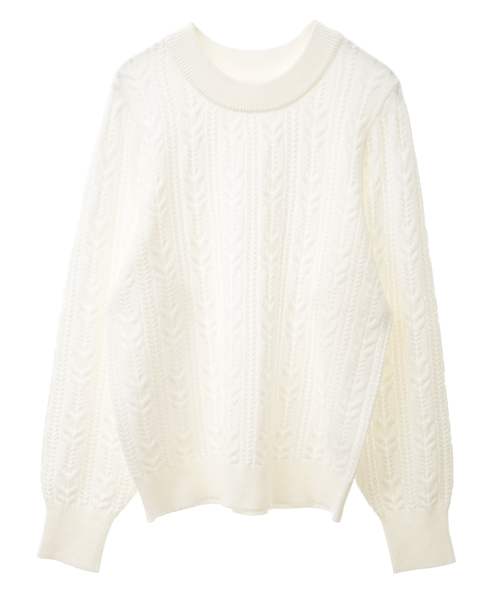 MELROSE claire（メルローズ クレール）の「【ケーブル編みクルーネックプルオーバー】（ニット/セーター・レディース・グレイッシュベージュ/オフホワイト/イエロー/ラベンダー・FREE）」の21枚目の写真