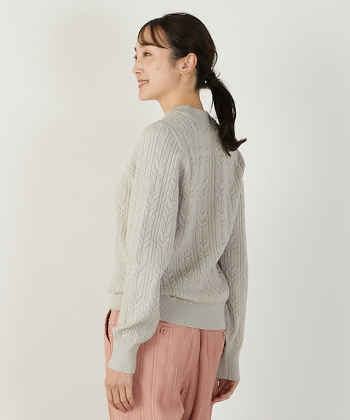 MELROSE claire（メルローズ クレール）の「【ケーブル編みクルーネックプルオーバー】（ニット/セーター・レディース・グレイッシュベージュ/オフホワイト/イエロー/ラベンダー・FREE）」の22枚目の写真