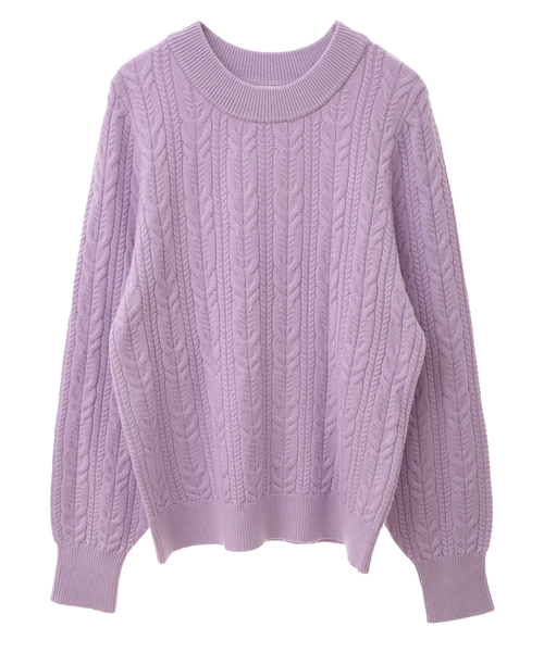 MELROSE claire（メルローズ クレール）の「【ケーブル編みクルーネックプルオーバー】（ニット/セーター・レディース・グレイッシュベージュ/オフホワイト/イエロー/ラベンダー・FREE）」の13枚目の写真