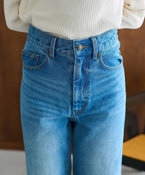 FREAK'S STORE(フリークスストア)の「ロールアップ ワイドデニム(デニムパンツ・レディース・ターコイズブルー/ネイビー/サックスブルー・SMALL/MEDIUM/LARGE)」の13枚目の写真