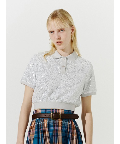 LILY BROWN（リリーブラウン）の「[L.B CANDY STOCK]スパンコールベロアポロシャツ（ポロシャツ・レディース・シルバー/ピンク/グレー・FREE）」の17枚目の写真