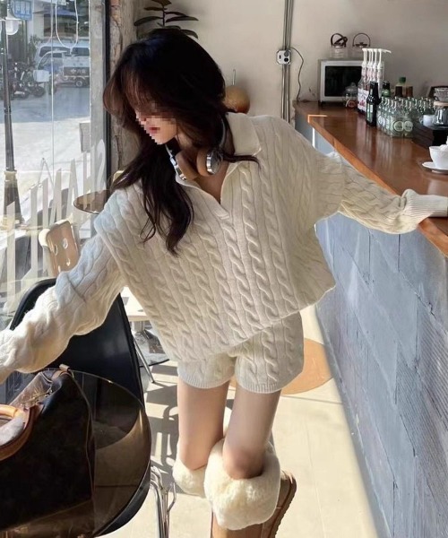 セール】WEGO/もちもちハイゲージニットセットアップ ショートパンツ