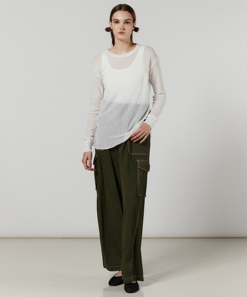 DOUBLE STANDARD CLOTHING(ダブルスタンダードクロージング)の「シアーナイロンワッフルカットソー(Tシャツ/カットソー・レディース・オフホワイト/ネイビー・36/38)」の11枚目の写真