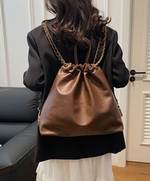 フェイクレザー巾着ナップザック