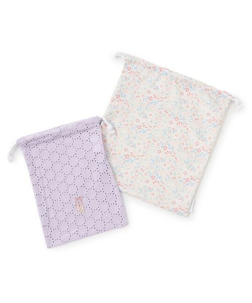 petit main（プティマイン）の「ワンポイント巾着2P（ポーチ・キッズ・ネイビー/ラベンダー・F）」の2枚目の写真