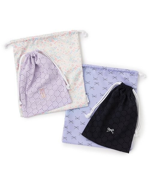 petit main（プティマイン）の「ワンポイント巾着2P（ポーチ・キッズ・ネイビー/ラベンダー・F）」の4枚目の写真