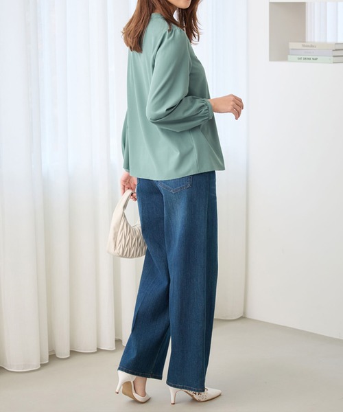 alotta(アロッタ)の「ピンタックデザインリボンブラウス(シャツ/ブラウス・レディース・グリーン/ホワイト/ネイビー・3L/LL/L/M)」の21枚目の写真