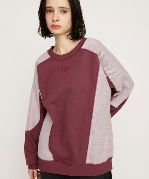 SLY（スライ）の「REVERSE SEAM SW TOPS リバース シーム スウェット トップス トレーナー プルオーバー 春服 秋服（スウェット・レディース・ピンク/ダークグレー/オフホワイト・FREE）」の3枚目の写真