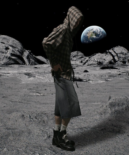 Nebula Fusion（ネビュラフュージョン）の「13oz denim double drawst baggy calf pants/13ozデニムダブルドロストバギーカーフパンツ（デニムパンツ・メンズ・ブラック/ブルー・L/M）」の15枚目の写真