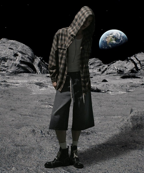 Nebula Fusion（ネビュラフュージョン）の「13oz denim double drawst baggy calf pants/13ozデニムダブルドロストバギーカーフパンツ（デニムパンツ・メンズ・ブラック/ブルー・L/M）」の17枚目の写真