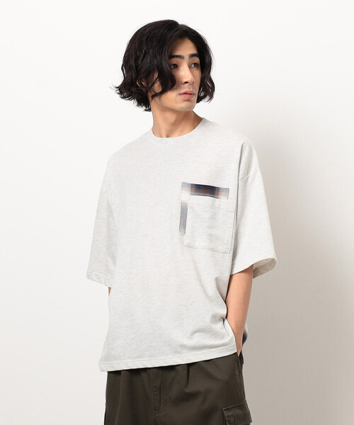 Purple&Yellow(パープルアンドイエロー)の「チェック切り替えプルオーバー(Tシャツ/カットソー・メンズ・オートミール/ブラック・SMALL/MEDIUM/LARGE)」の2枚目の写真