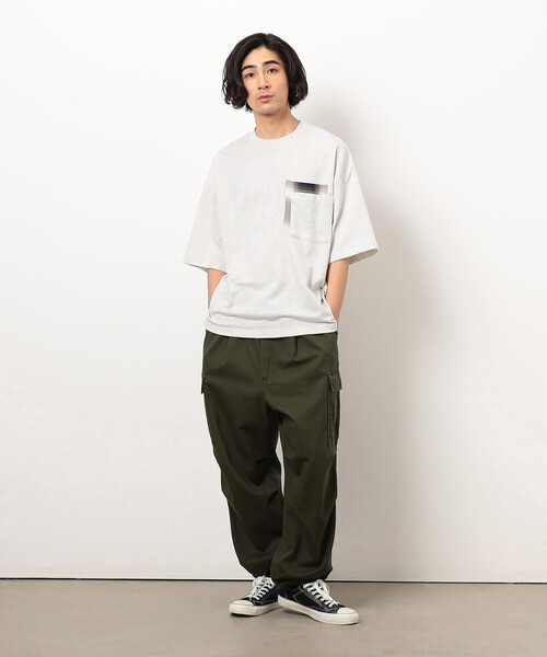 Purple&Yellow(パープルアンドイエロー)の「チェック切り替えプルオーバー(Tシャツ/カットソー・メンズ・オートミール/ブラック・SMALL/MEDIUM/LARGE)」の4枚目の写真