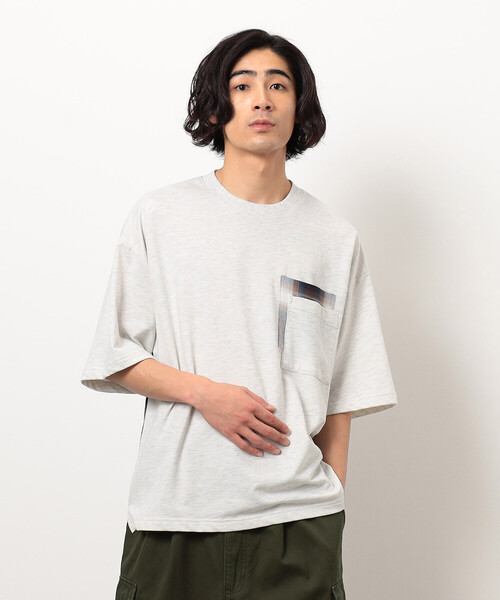 Purple&Yellow(パープルアンドイエロー)の「チェック切り替えプルオーバー(Tシャツ/カットソー・メンズ・オートミール/ブラック・SMALL/MEDIUM/LARGE)」の6枚目の写真