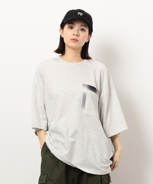 Purple&Yellow(パープルアンドイエロー)の「チェック切り替えプルオーバー(Tシャツ/カットソー・メンズ・オートミール/ブラック・SMALL/MEDIUM/LARGE)」の12枚目の写真