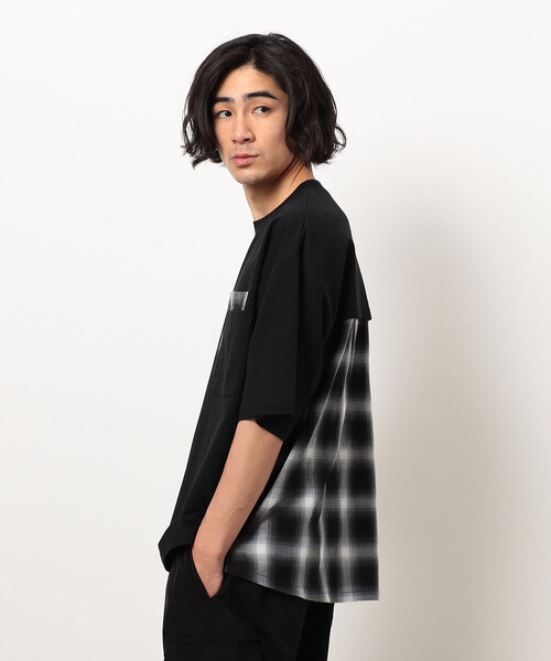 Purple&Yellow(パープルアンドイエロー)の「チェック切り替えプルオーバー(Tシャツ/カットソー・メンズ・オートミール/ブラック・SMALL/MEDIUM/LARGE)」の18枚目の写真