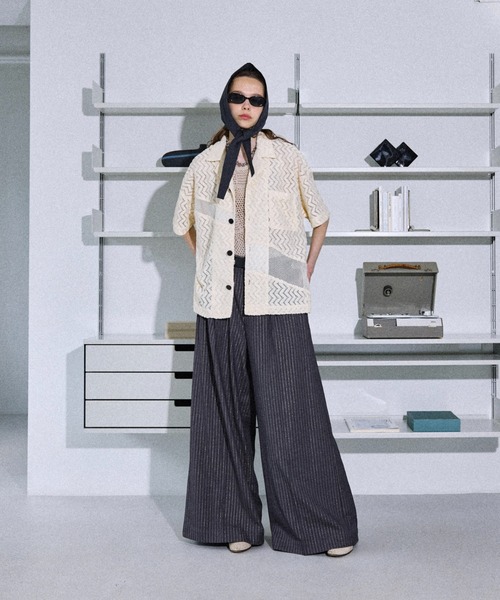 サイズ3 seyto / ジャガードフリンジメッシュ半袖シャツ seyto（セイト）の「Jaguard fringe mesh half sleeve shirt
