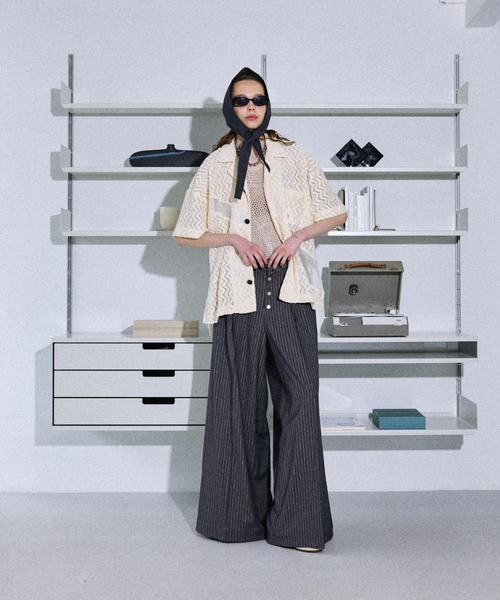 seyto サイズ2 / ジャガードレースメッシュハーフスリーブシャツ seyto サイズ2 / ジャガードレースメッシュハーフスリーブシャツ